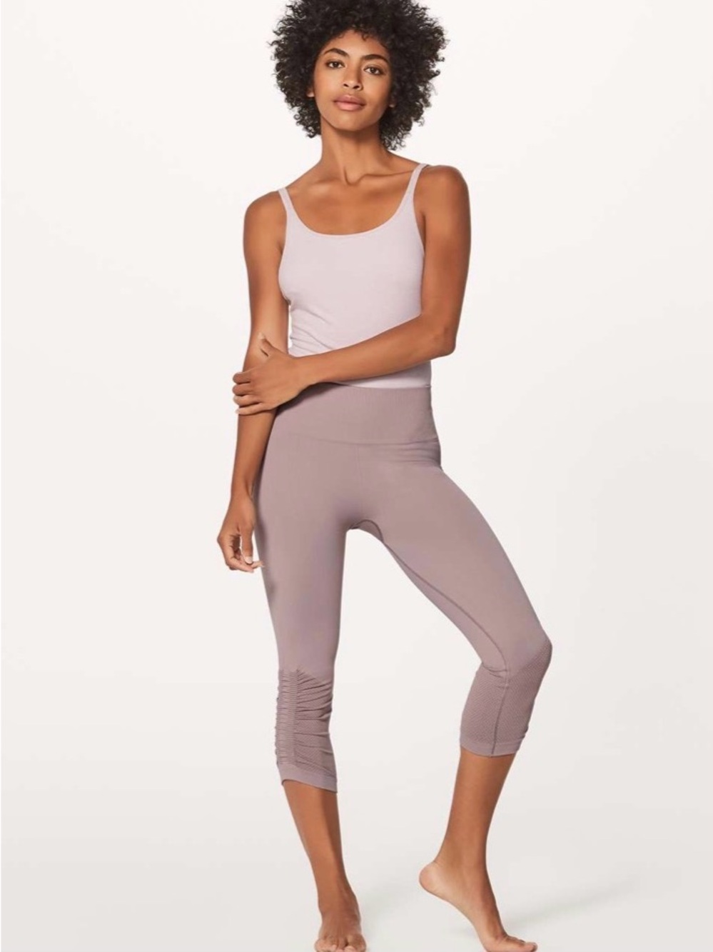 Lululemon Awakening Leggings Taryn Toomey  Collection Size 2 Crop 17 Mauve EUC